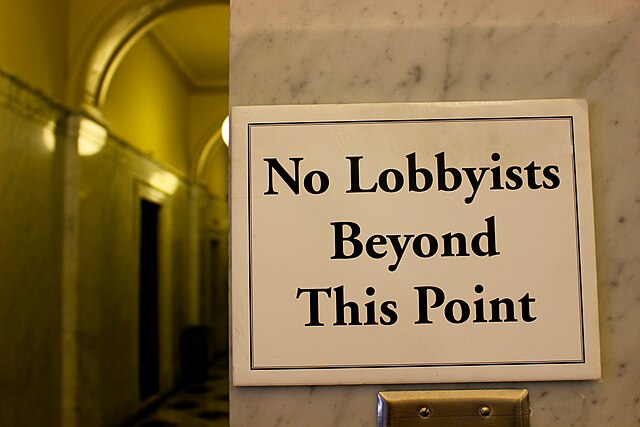 "No Lobbyists Beyond This Point" Schild am Maryland State House
Foto by: Daniel Huizinga